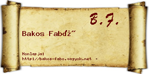 Bakos Fabó névjegykártya